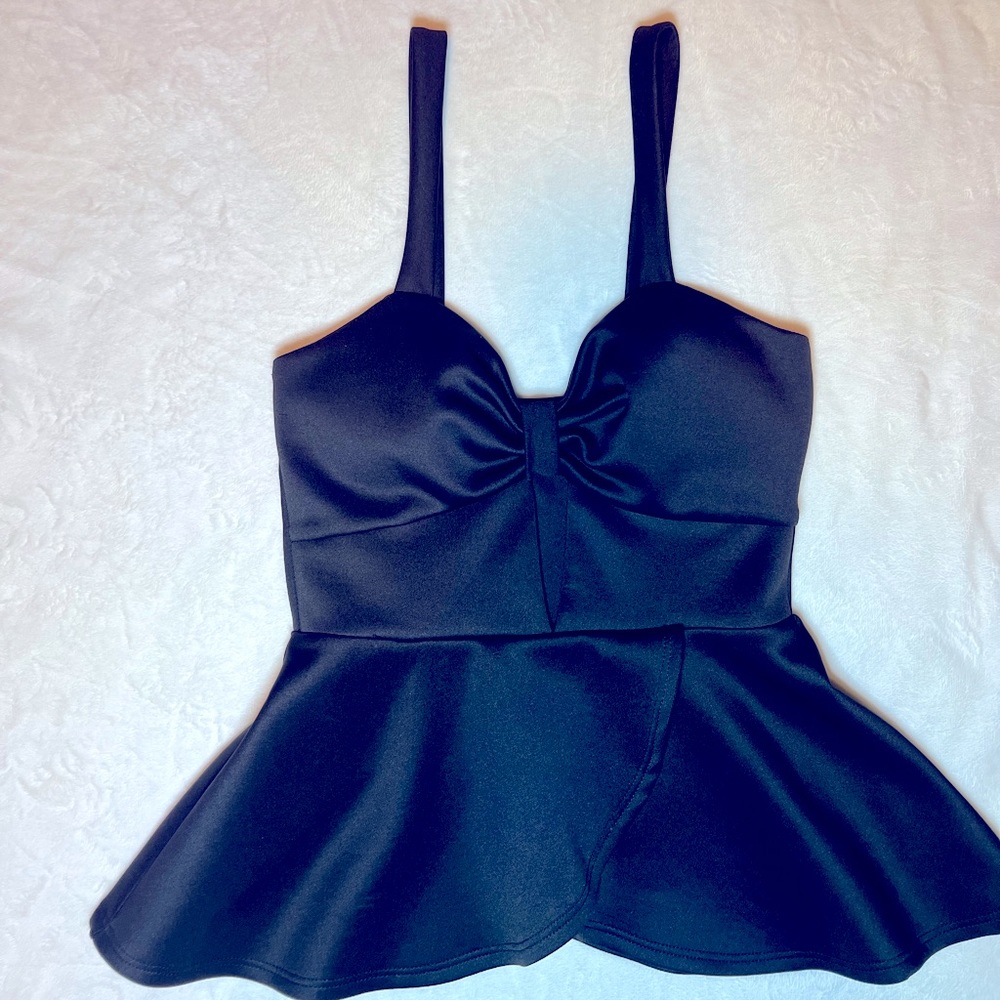 Arden B black peplum top with cute tummy cut out